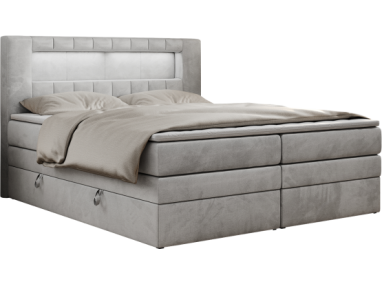 Łóżko kontynentalne GOLD 5 KING 140x200 - H4 - jasnoszary, welwet