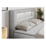 Łóżko kontynentalne GOLD 5 KING 140x200 - H4 - jasnoszary, welwet