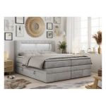 Łóżko kontynentalne GOLD 5 KING 200x200 - H4 - jasnoszary, welwet