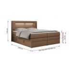 Łóżko kontynentalne GOLD 5 KING 120x200 - H3 - brązowy, ekoskóra