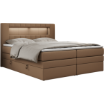 Łóżko kontynentalne GOLD 5 KING 140x200 - H3 - brązowy, ekoskóra