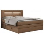 Łóżko kontynentalne GOLD 5 KING 200x200 - H3 - brązowy, ekoskóra