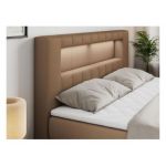 Łóżko kontynentalne GOLD 5 KING 120x200 - H4 - brązowy, ekoskóra