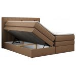 Łóżko kontynentalne GOLD 5 KING 140x200 - H4 - brązowy, ekoskóra