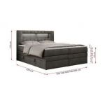 Łóżko kontynentalne GOLD 5 KING 120x200 - H3 - ciemnoszary, welwet