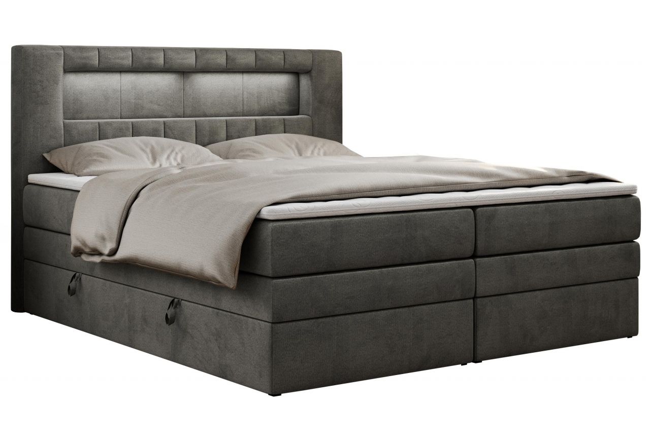 Łóżko kontynentalne GOLD 5 KING 140x200 - H3 - ciemnoszary, welwet