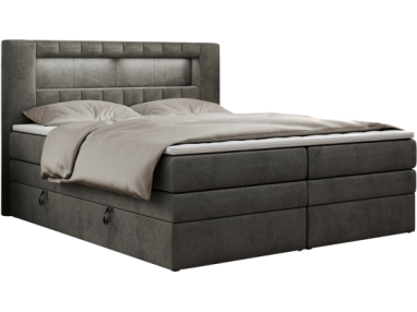 Łóżko kontynentalne GOLD 5 KING 160x200 - H3 - ciemnoszary, welwet