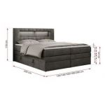 Łóżko kontynentalne GOLD 5 KING 160x200 - H3 - ciemnoszary, welwet