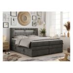 Łóżko kontynentalne GOLD 5 KING 120x200 - H4 - ciemnoszary, welwet