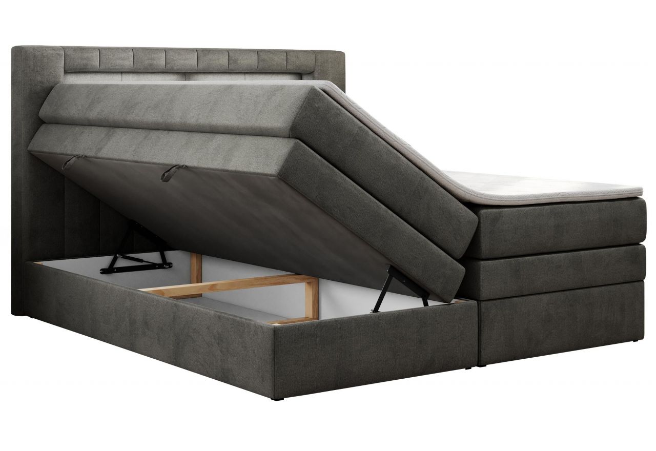 Łóżko kontynentalne GOLD 5 KING 160x200 - H4 - ciemnoszary, welwet