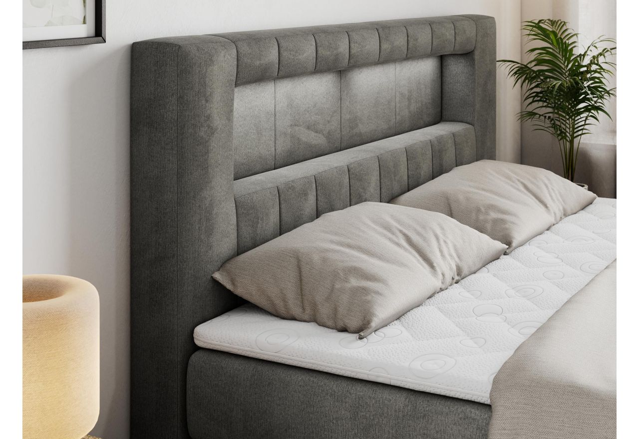 Łóżko kontynentalne GOLD 5 KING 180x200 - H4 - ciemnoszary, welwet