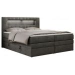 Łóżko kontynentalne GOLD 5 KING 180x200 - H4 - ciemnoszary, welwet