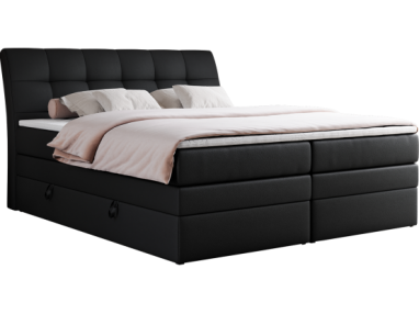 Łóżko kontynentalne GOLD 10 KING 140x200 - H3 - czarny, ekoskóra