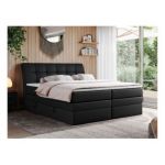 Łóżko kontynentalne GOLD 10 KING 160x200 - H3 - czarny, ekoskóra