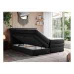 Łóżko kontynentalne GOLD 10 KING 160x200 - H3 - czarny, ekoskóra