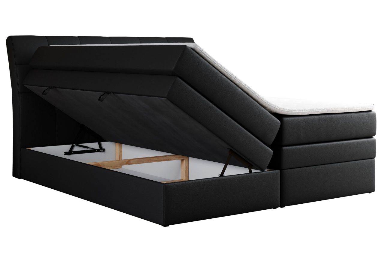 Łóżko kontynentalne GOLD 10 KING 160x200 - H3 - czarny, ekoskóra