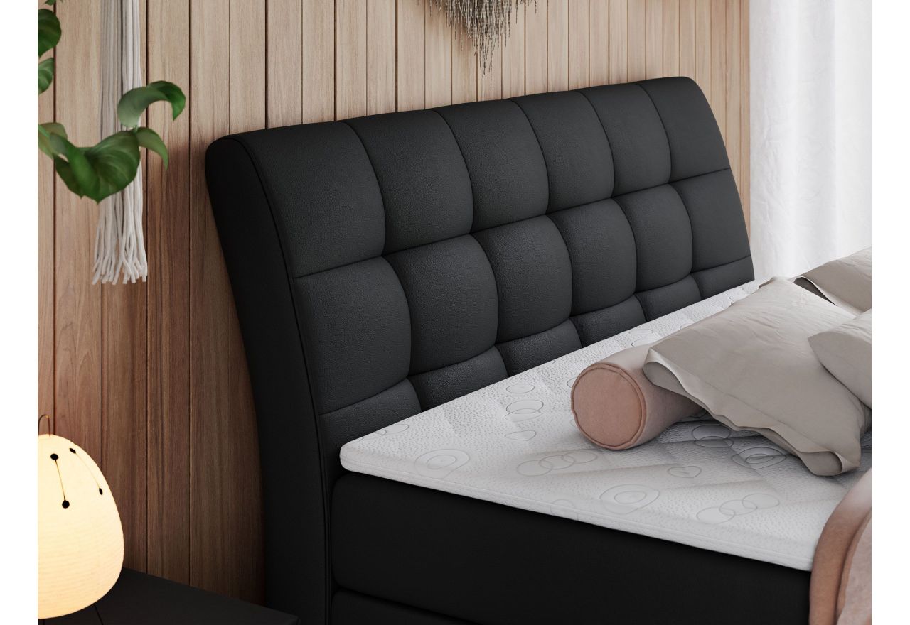 Łóżko kontynentalne GOLD 10 KING 200x200 - H3 - czarny, ekoskóra