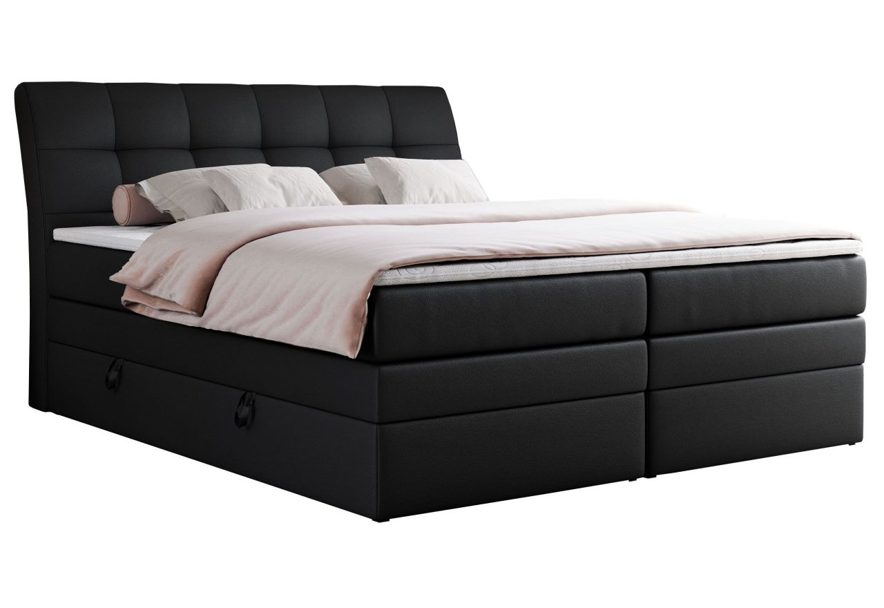 Łóżko kontynentalne GOLD 10 KING 140x200 - H4 - czarny, ekoskóra