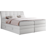 Łóżko kontynentalne GOLD 10 KING 140x200 - H3 - biały, ekoskóra