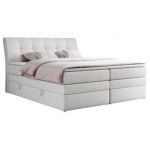 Łóżko kontynentalne GOLD 10 KING 140x200 - H3 - biały, ekoskóra