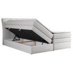 Łóżko kontynentalne GOLD 10 KING 180x200 - H3 - biały, ekoskóra