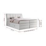 Łóżko kontynentalne GOLD 10 KING 200x200 - H3 - biały, ekoskóra