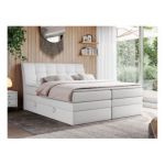 Łóżko kontynentalne GOLD 10 KING 120x200 - H4 - biały, ekoskóra