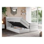 Łóżko kontynentalne GOLD 10 KING 120x200 - H4 - biały, ekoskóra