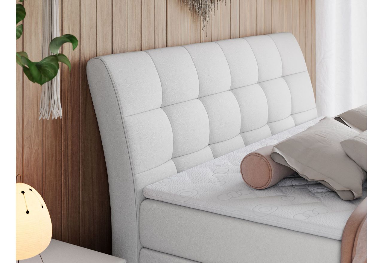 Łóżko kontynentalne GOLD 10 KING 180x200 - H4 - biały, ekoskóra