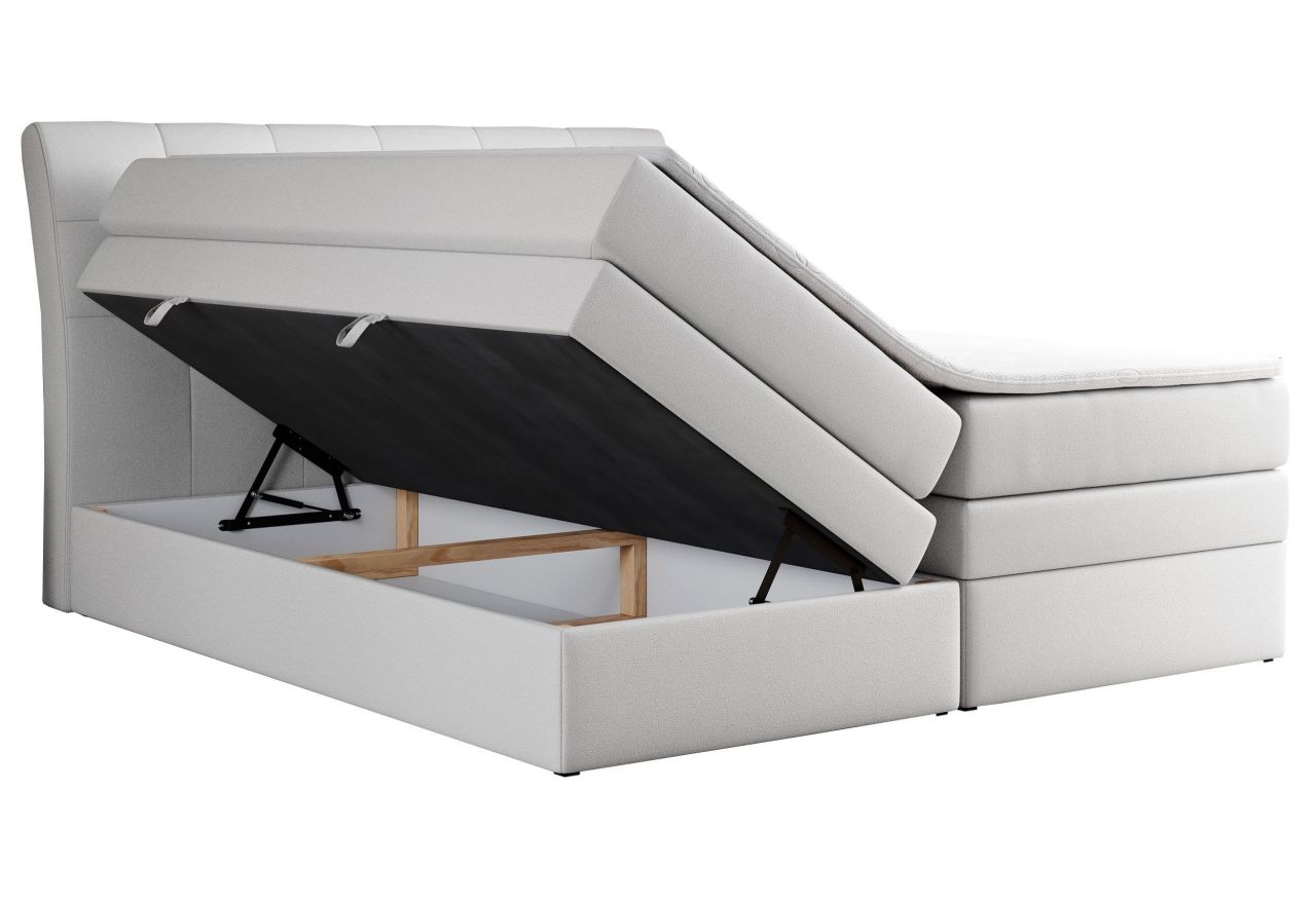 Łóżko kontynentalne GOLD 10 KING 200x200 - H4 - biały, ekoskóra