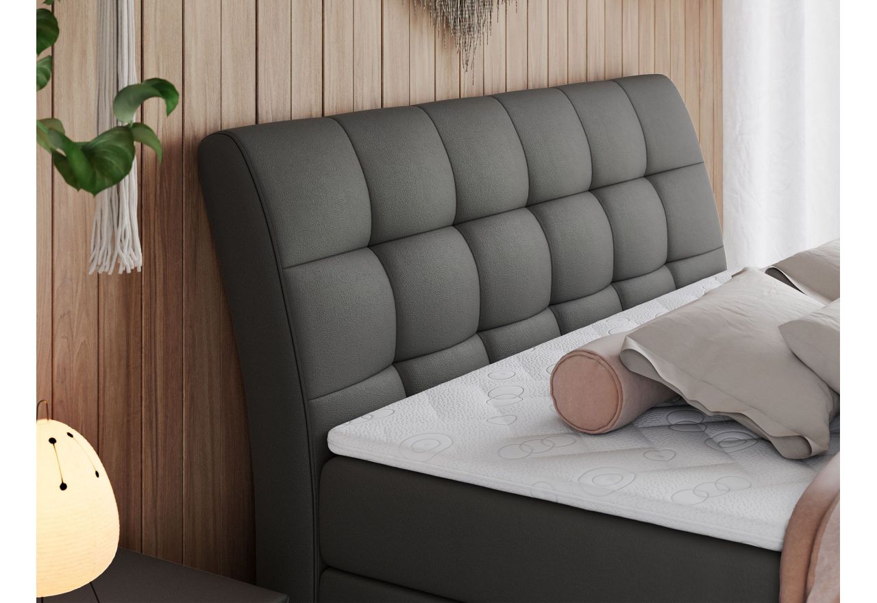 Łóżko kontynentalne GOLD 10 KING 120x200 - H3 - szary, ekoskóra