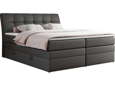 Łóżko kontynentalne GOLD 10 KING 160x200 - H4 - szary, ekoskóra