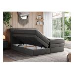 Łóżko kontynentalne GOLD 10 KING 160x200 - H4 - szary, ekoskóra