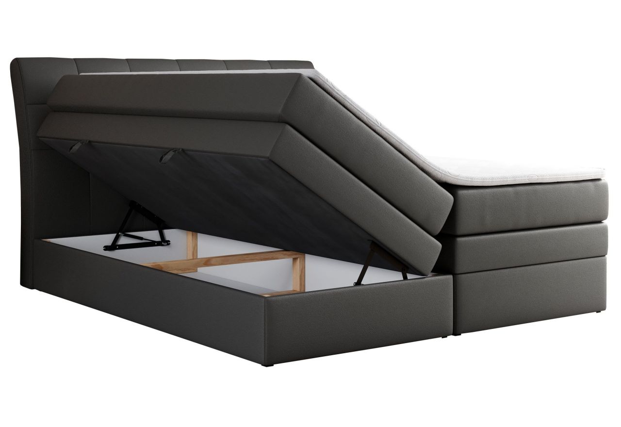 Łóżko kontynentalne GOLD 10 KING 180x200 - H4 - szary, ekoskóra