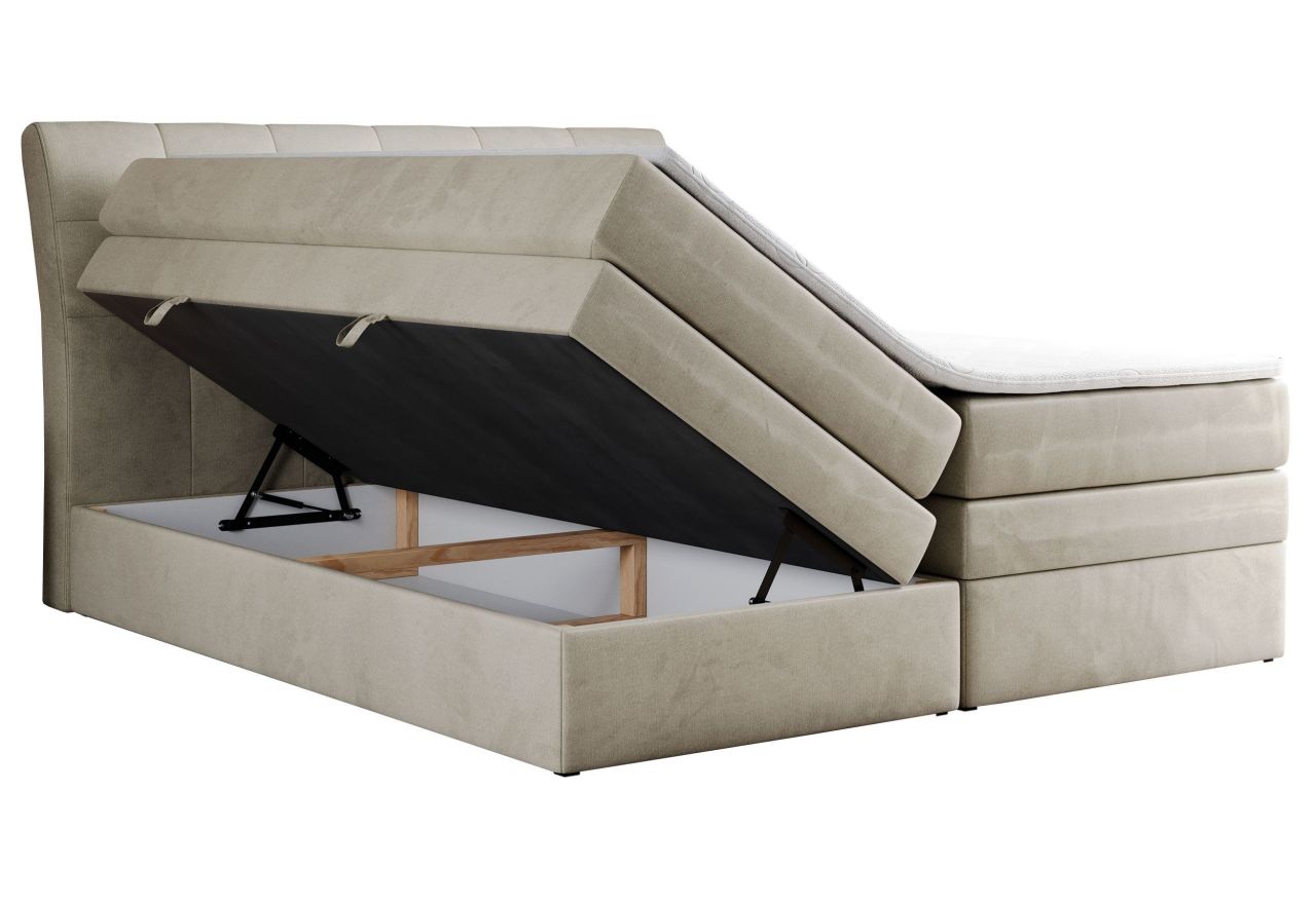 Łóżko kontynentalne GOLD 10 KING 160x200 - H3 - beżowy, welwet