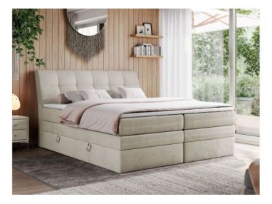 Łóżko kontynentalne GOLD 10 KING 140x200 - H4 - beżowy, welwet