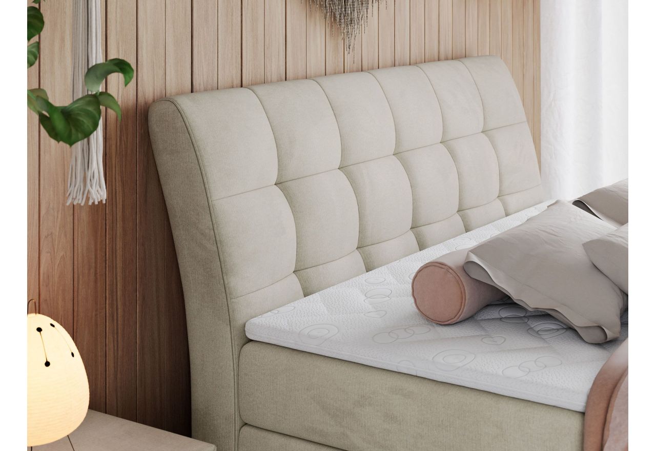 Łóżko kontynentalne GOLD 10 KING 140x200 - H4 - beżowy, welwet