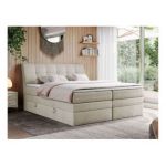 Łóżko kontynentalne GOLD 10 KING 160x200 - H4 - beżowy, welwet