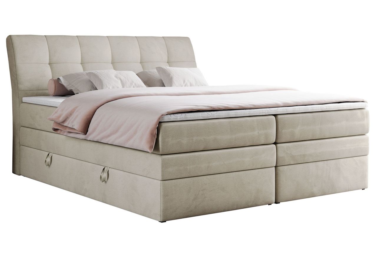 Łóżko kontynentalne GOLD 10 KING 200x200 - H4 - beżowy, welwet