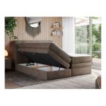 Łóżko kontynentalne GOLD 10 KING 120x200 - H3 - brązowy, welwet