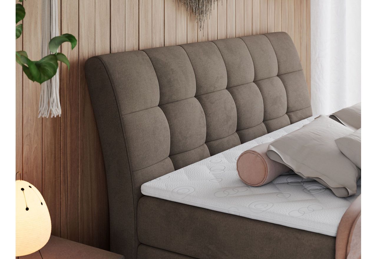 Łóżko kontynentalne GOLD 10 KING 140x200 - H3 - brązowy, welwet