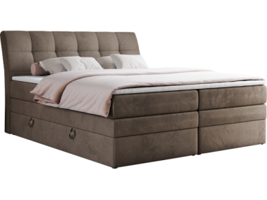 Łóżko kontynentalne GOLD 10 KING 200x200 - H4 - brązowy, welwet