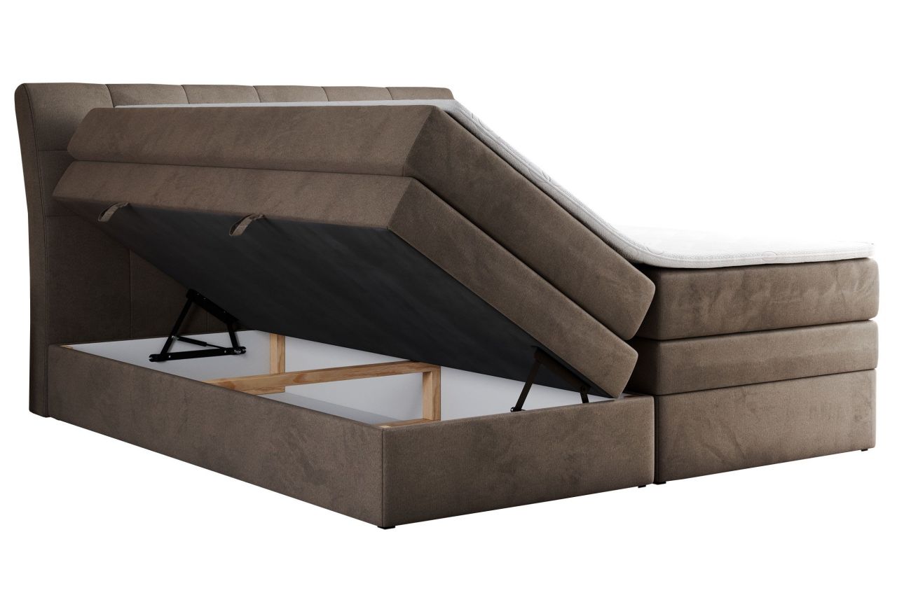 Łóżko kontynentalne GOLD 10 KING 180x200 - H4 - brązowy, welwet