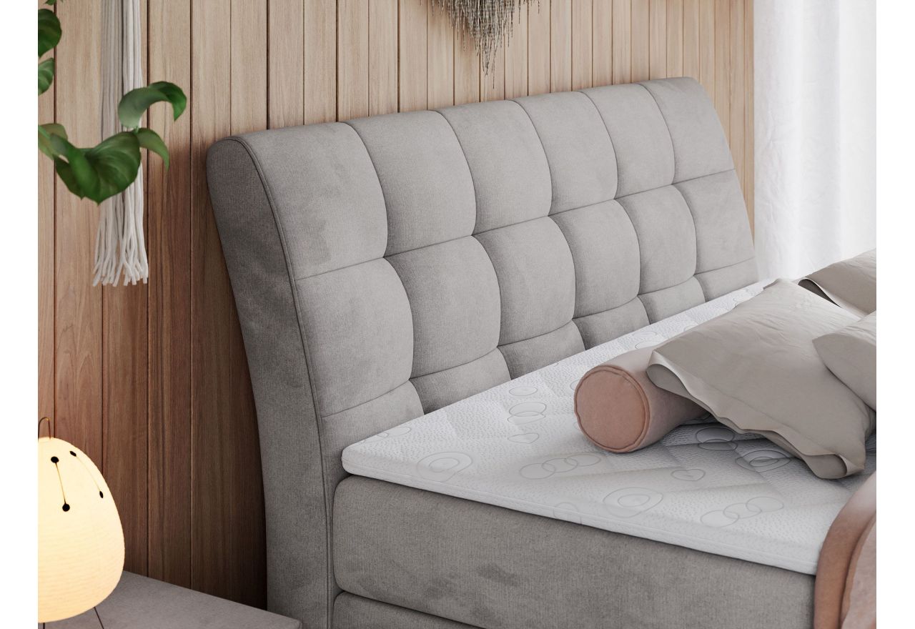 Łóżko kontynentalne GOLD 10 KING 180x200 - H3 - jasnoszary, welwet