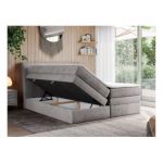 Łóżko kontynentalne GOLD 10 KING 200x200 - H3 - jasnoszary, welwet