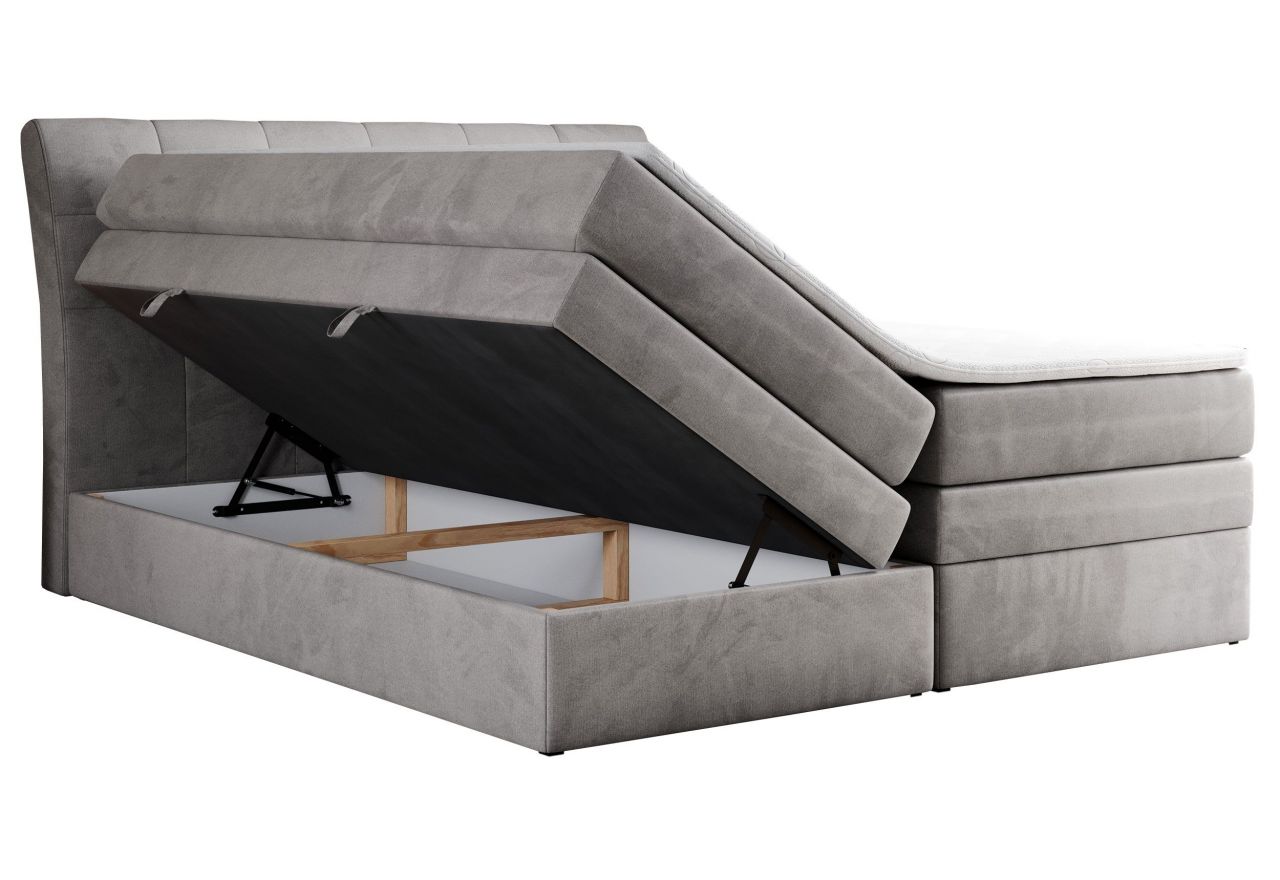 Łóżko kontynentalne GOLD 10 KING 120x200 - H4 - jasnoszary, welwet