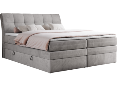 Łóżko kontynentalne GOLD 10 KING 160x200 - H4 - jasnoszary, welwet