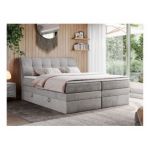 Łóżko kontynentalne GOLD 10 KING 180x200 - H4 - jasnoszary, welwet