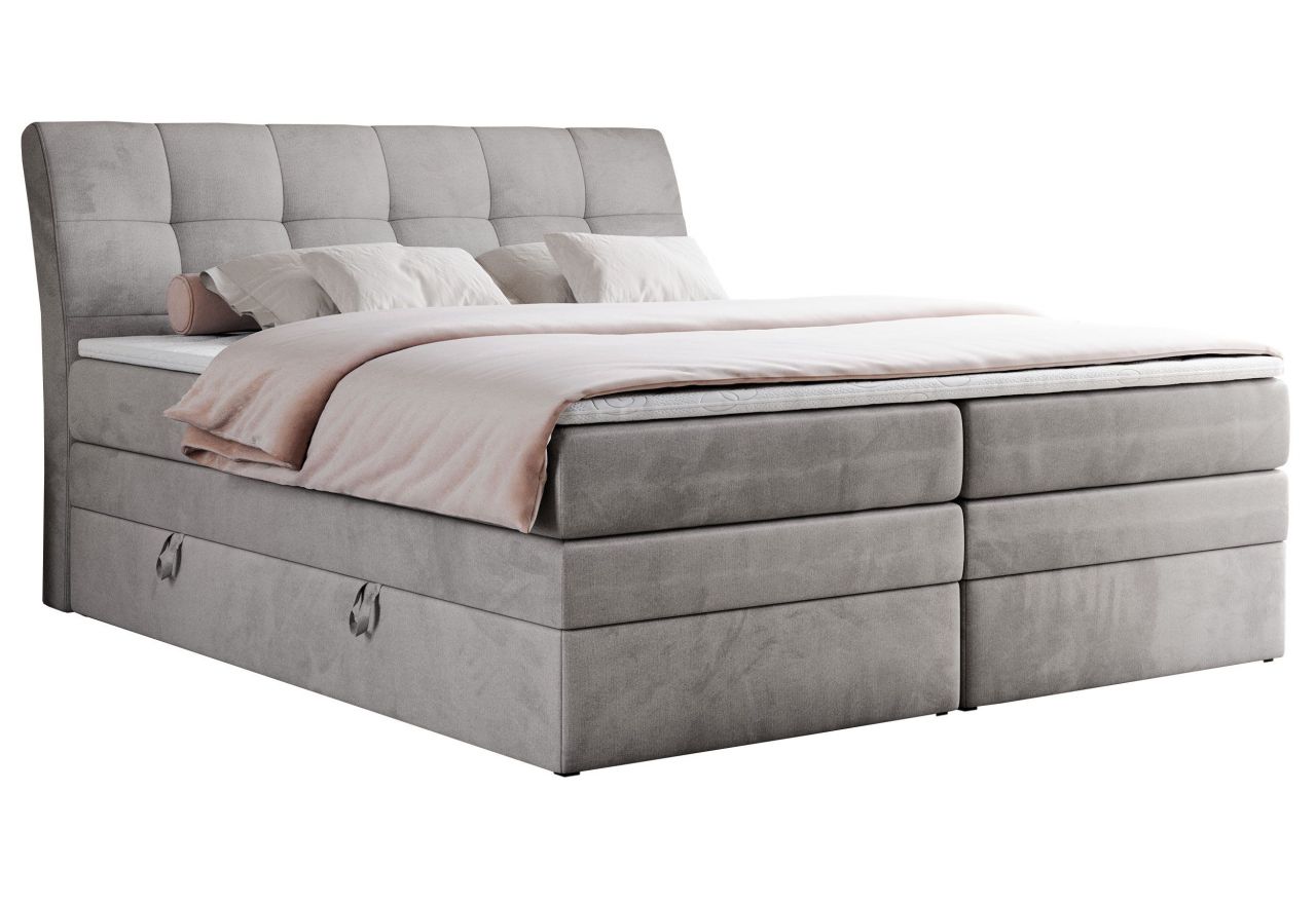 Łóżko kontynentalne GOLD 10 KING 180x200 - H4 - jasnoszary, welwet