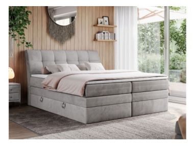 Łóżko kontynentalne GOLD 10 KING 200x200 - H4 - jasnoszary, welwet